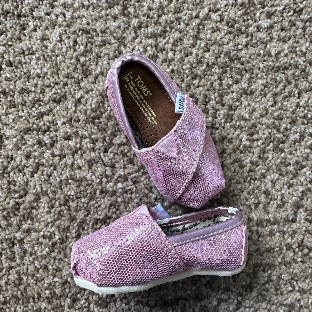 TOMS Kids Pink Sparkle Shoes